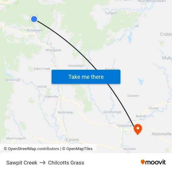 Sawpit Creek to Chilcotts Grass map