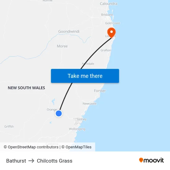 Bathurst to Chilcotts Grass map