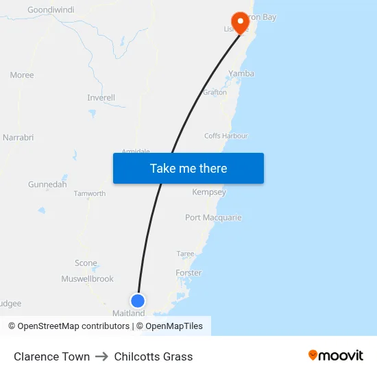 Clarence Town to Chilcotts Grass map