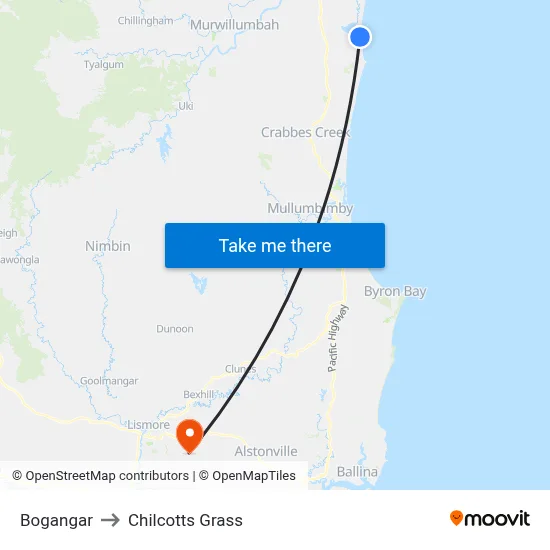 Bogangar to Chilcotts Grass map