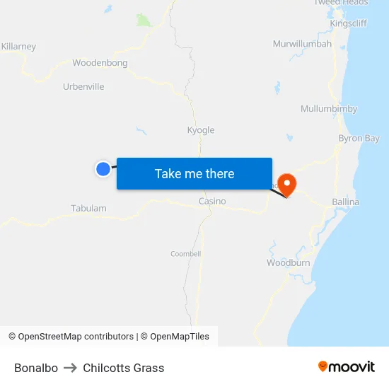 Bonalbo to Chilcotts Grass map