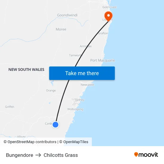 Bungendore to Chilcotts Grass map