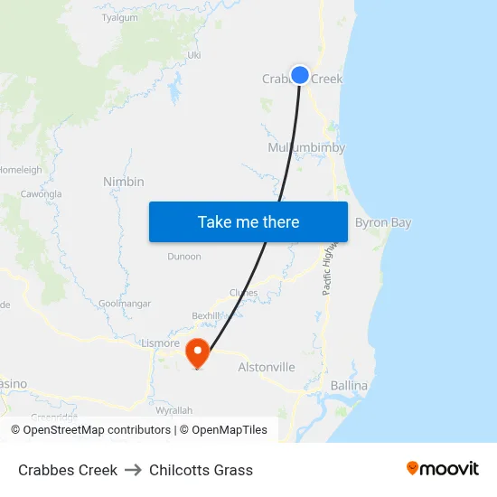 Crabbes Creek to Chilcotts Grass map