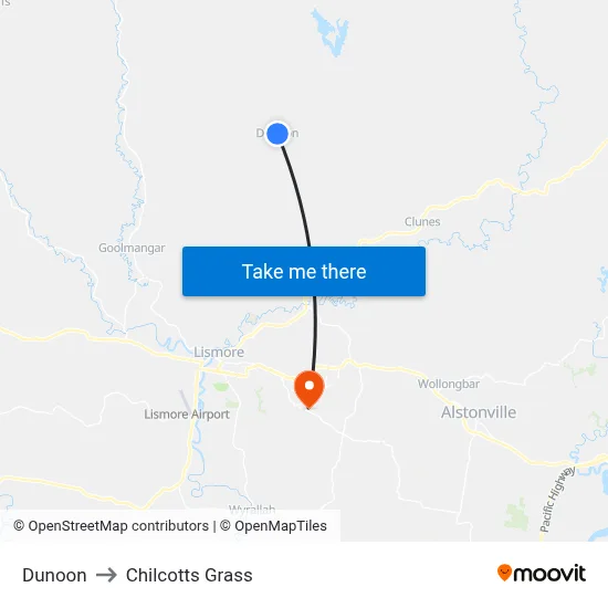 Dunoon to Chilcotts Grass map