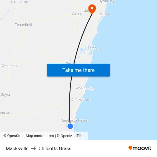 Macksville to Chilcotts Grass map