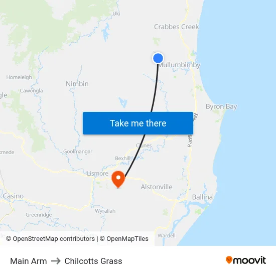 Main Arm to Chilcotts Grass map