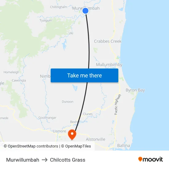 Murwillumbah to Chilcotts Grass map