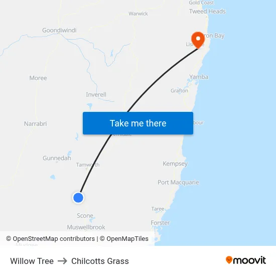 Willow Tree to Chilcotts Grass map