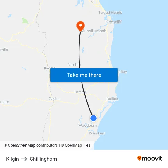Kilgin to Chillingham map