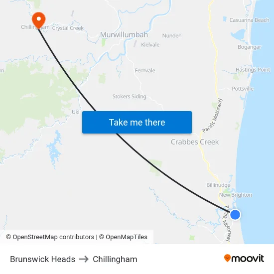 Brunswick Heads to Chillingham map