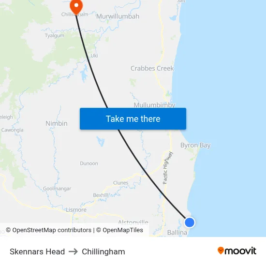 Skennars Head to Chillingham map