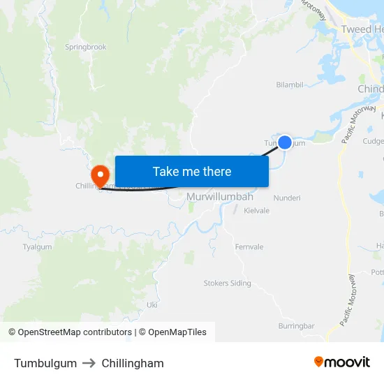 Tumbulgum to Chillingham map