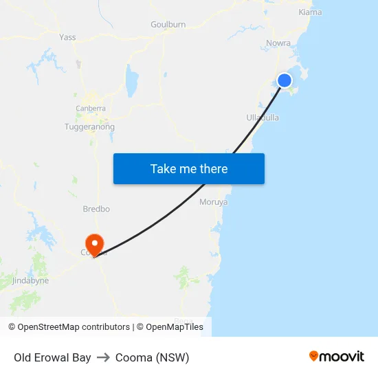 Old Erowal Bay to Cooma (NSW) map
