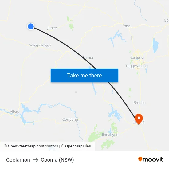 Coolamon to Cooma (NSW) map