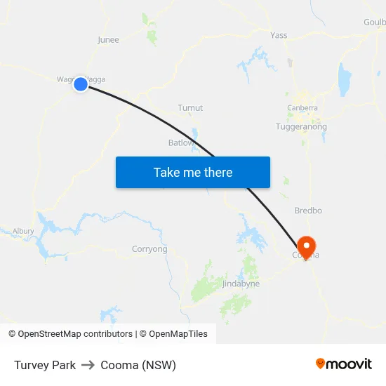 Turvey Park to Cooma (NSW) map