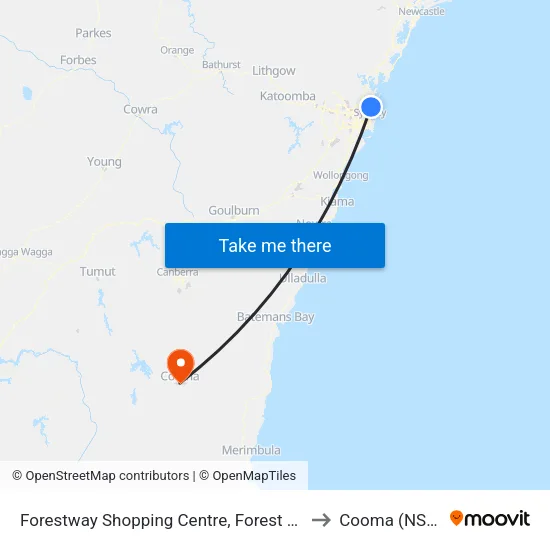Forestway Shopping Centre, Forest Way to Cooma (NSW) map