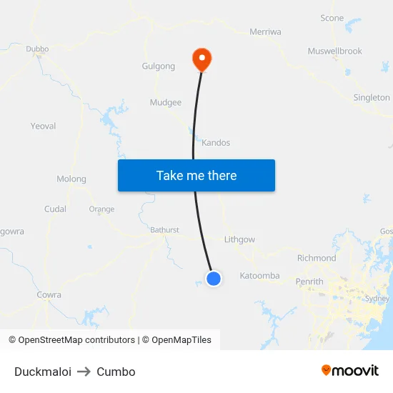 Duckmaloi to Cumbo map