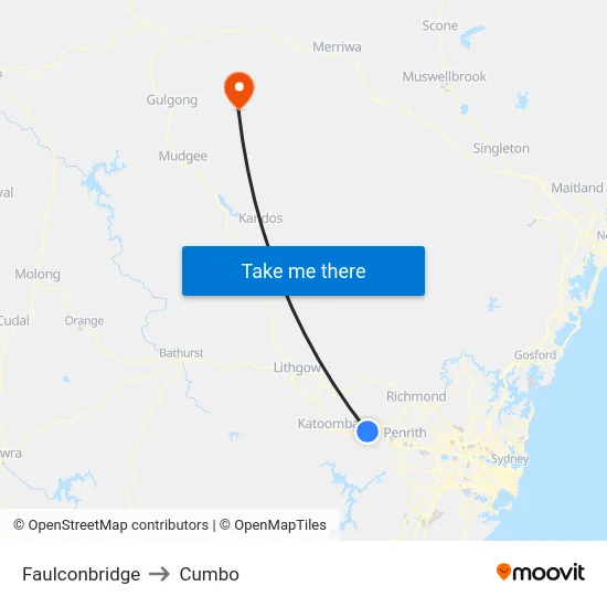 Faulconbridge to Cumbo map