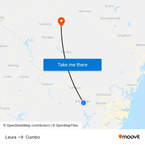 Leura to Cumbo map