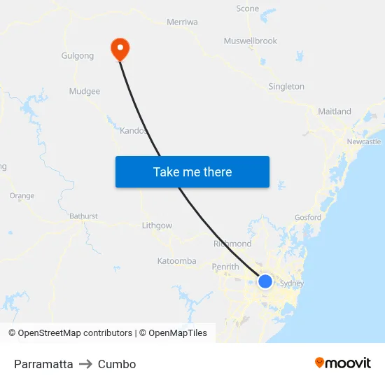 Parramatta to Cumbo map