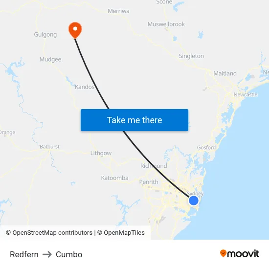 Redfern to Cumbo map