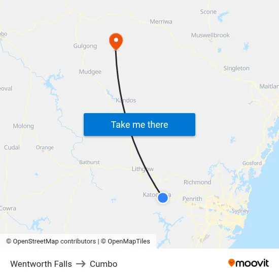 Wentworth Falls to Cumbo map