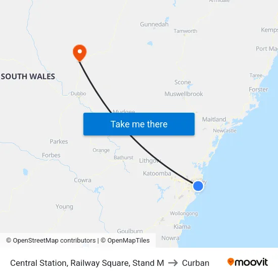 Central Station, Railway Square, Stand M to Curban map