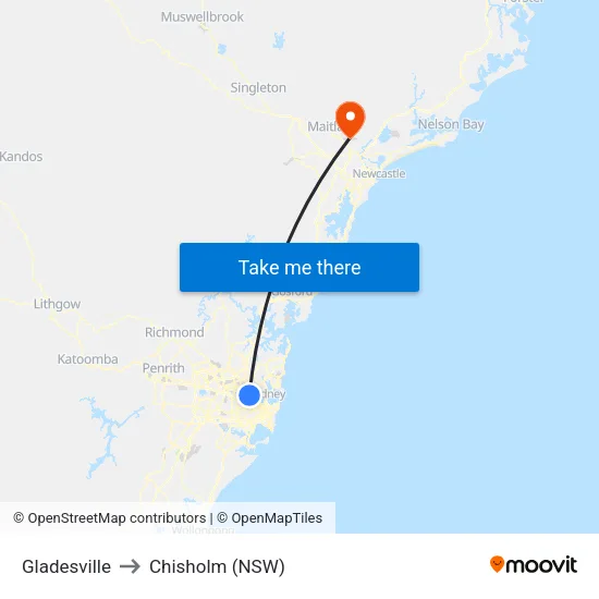 Gladesville to Chisholm (NSW) map