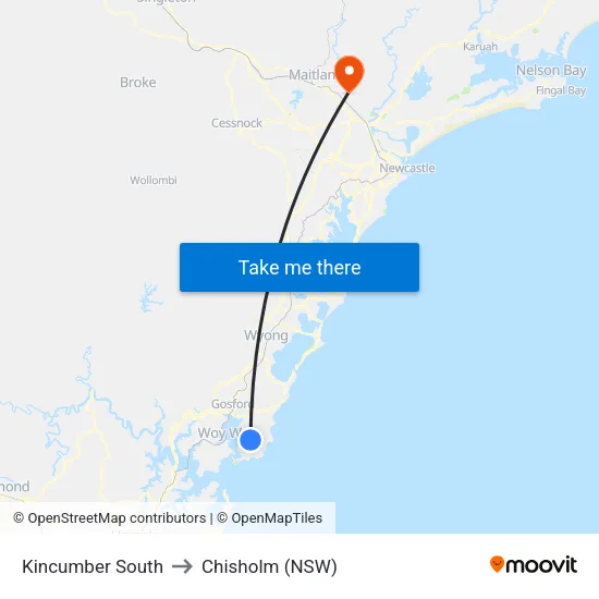 Kincumber South to Chisholm (NSW) map