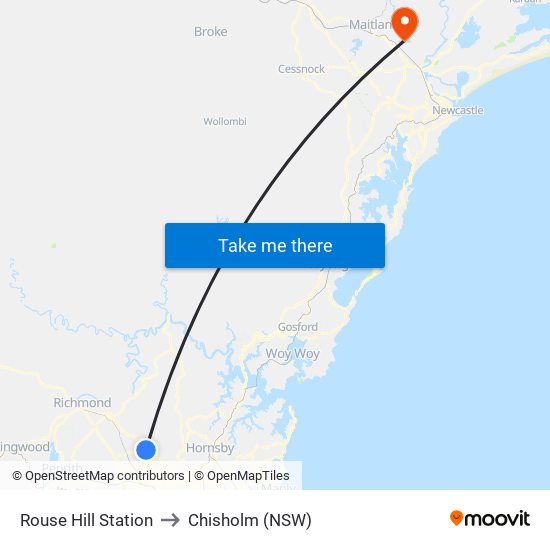 Rouse Hill Station to Chisholm (NSW) map