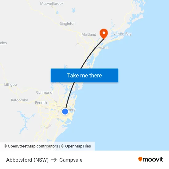 Abbotsford (NSW) to Campvale map