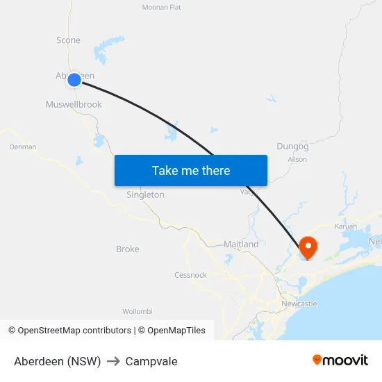 Aberdeen (NSW) to Campvale map