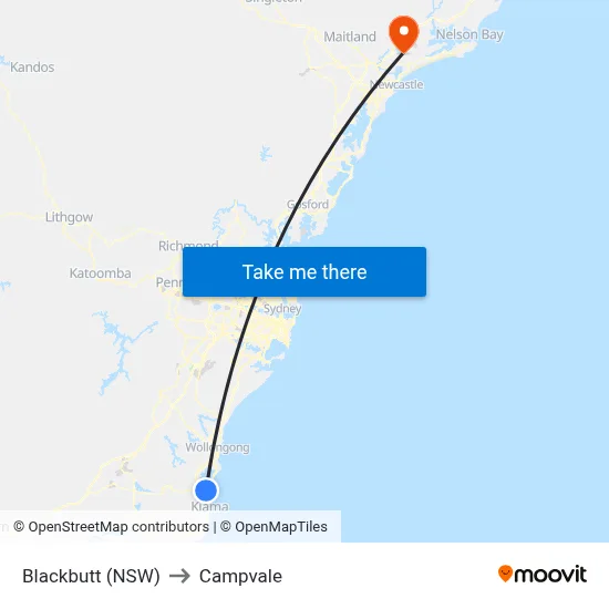 Blackbutt (NSW) to Campvale map