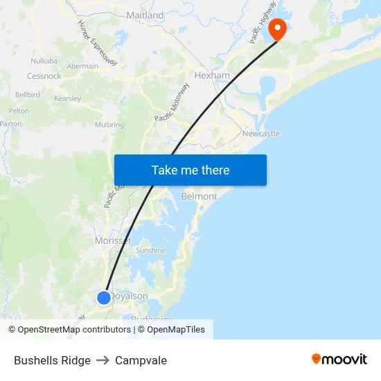 Bushells Ridge to Campvale map