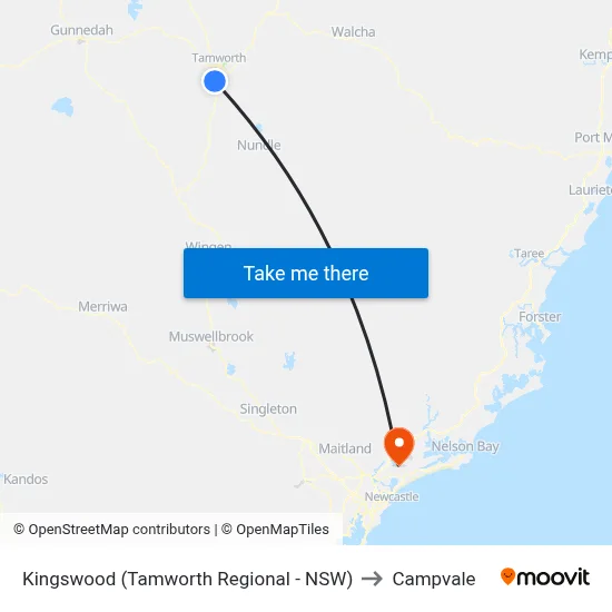 Kingswood (Tamworth Regional - NSW) to Campvale map