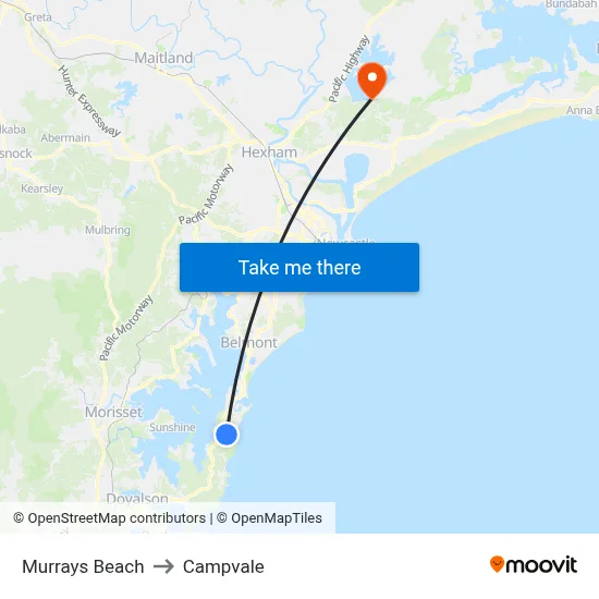 Murrays Beach to Campvale map