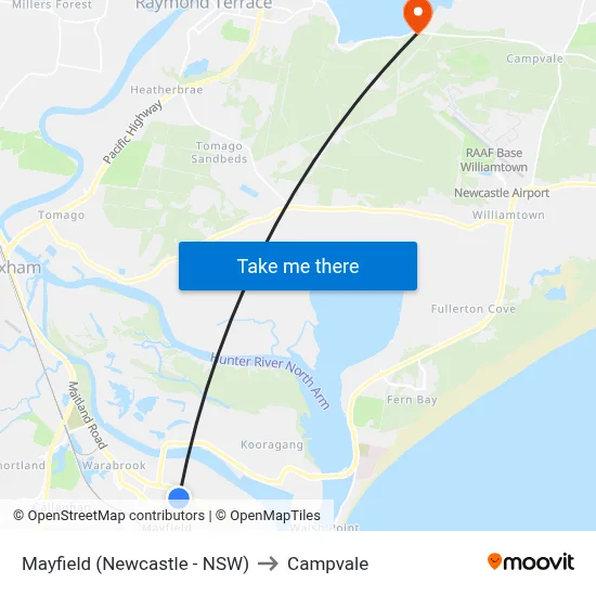 Mayfield (Newcastle - NSW) to Campvale map