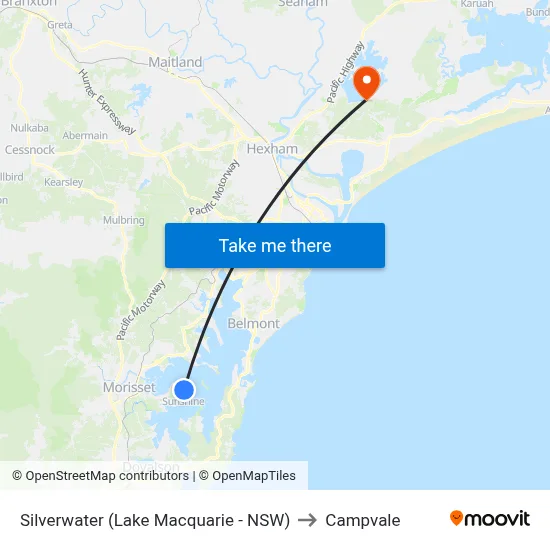 Silverwater (Lake Macquarie - NSW) to Campvale map