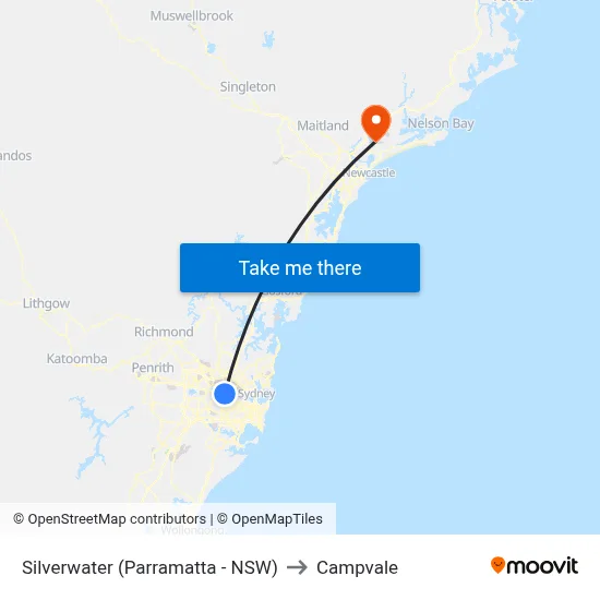 Silverwater (Parramatta - NSW) to Campvale map
