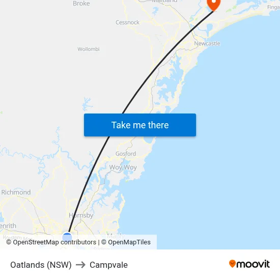 Oatlands (NSW) to Campvale map