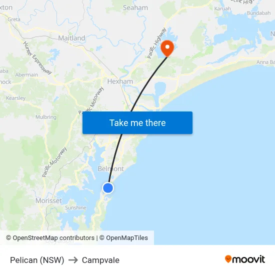 Pelican (NSW) to Campvale map