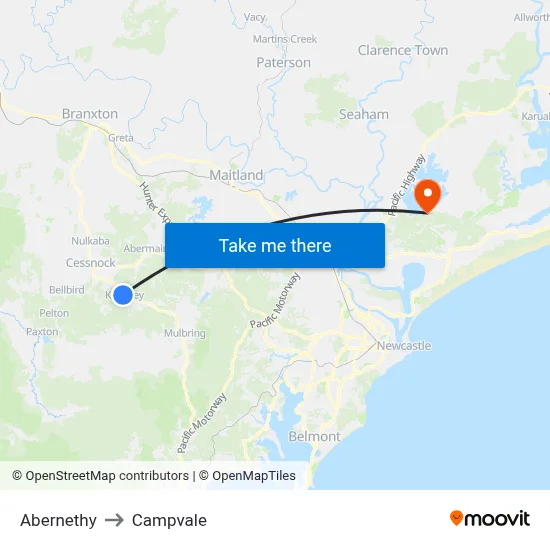 Abernethy to Campvale map