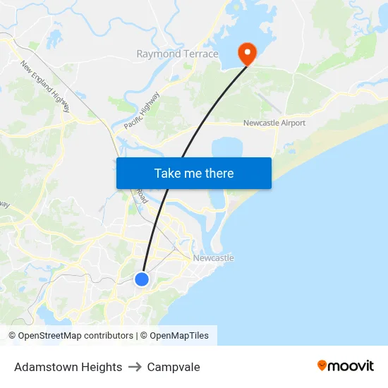 Adamstown Heights to Campvale map