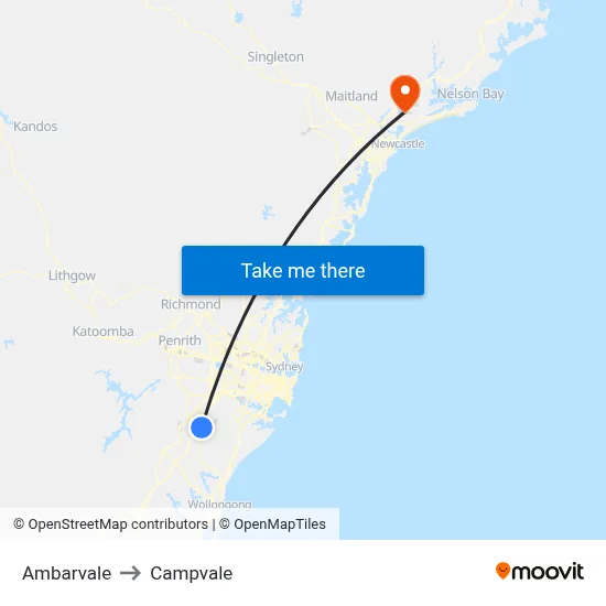 Ambarvale to Campvale map