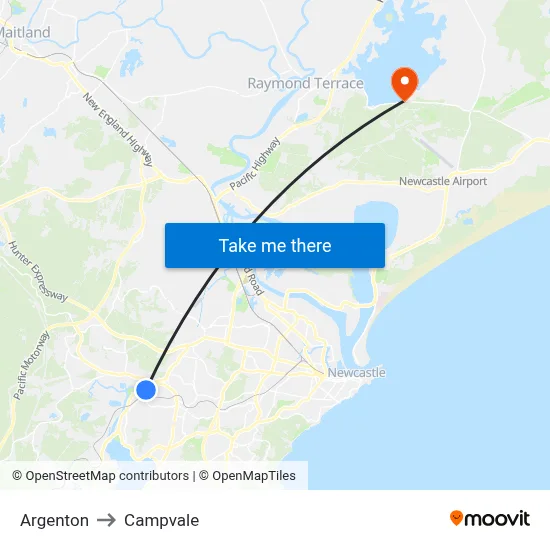 Argenton to Campvale map