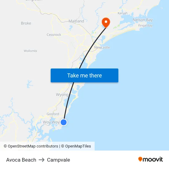 Avoca Beach to Campvale map