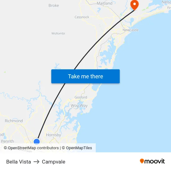 Bella Vista to Campvale map