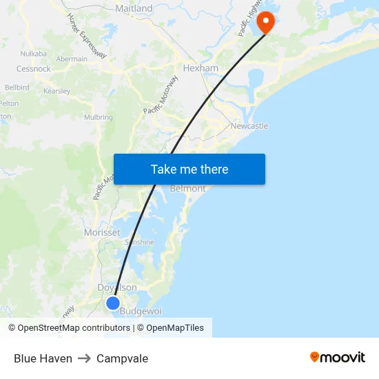 Blue Haven to Campvale map