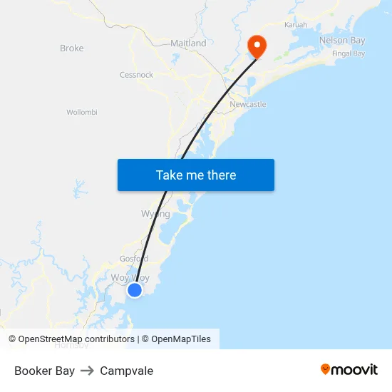 Booker Bay to Campvale map