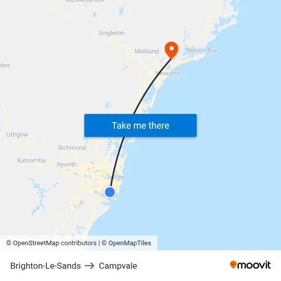 Brighton-Le-Sands to Campvale map